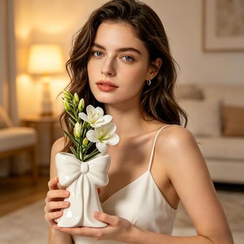 Jarrón decorativo con lazo de mesa para arreglos florales elegantes 4