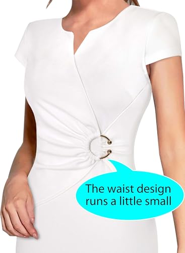 Image of VFSHOW Womens Elegant Notch V Neck Ruched Work Office Business Church Bodycon Sheath Dress
