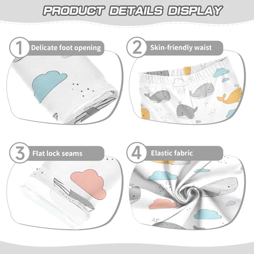 Cute Colored Whale Clouds Girls Leggings Ultra Soft Compression Yoga Gym Pants for Kids 4-10T3