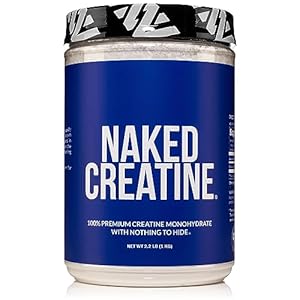 Pure Creatine Monohydrate – 200 Servings – 1,000 Grams, 2.2lb Bulk, Vegan, Non-GMO, Gluten Free, Soy Free. Aid Strength Gains, No Artificial Ingredients – NAKED CREATINE