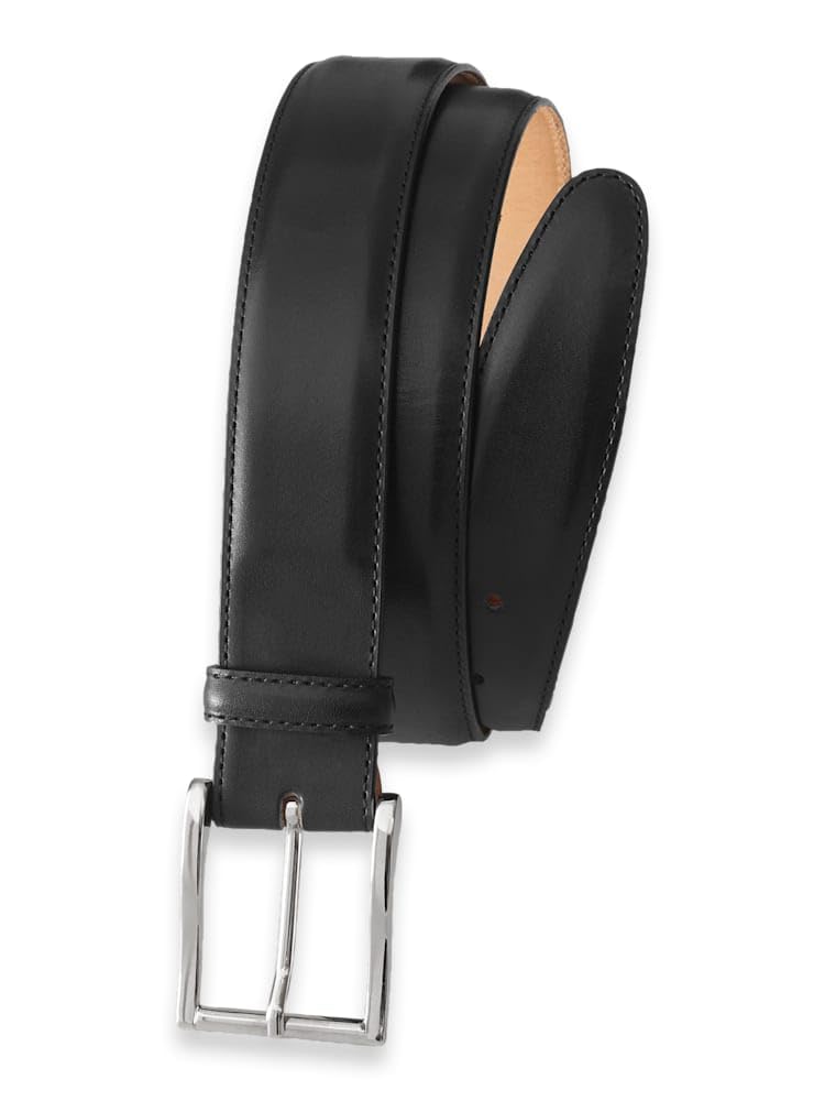 Paul Fredrick Men's Leather Belt With Changeable Buckle Black 48 BMP900