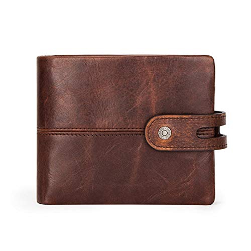 without logo AFTWLKJ Casual Men Wallets HLeather Short Coin Purse Hasp Design Wallet Cow Leather Clutch Wallets Male (Color : Coffee)