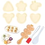 GCRQ Molde para Onigiri, Kit para Hacer Sushi de 9 Piezas con Molde para Bolas de Arroz Triangulares, Prensa Musubi, Paleta para Arroz y Cepillo para Bento de Almuerzo y Principiantes (Beige)