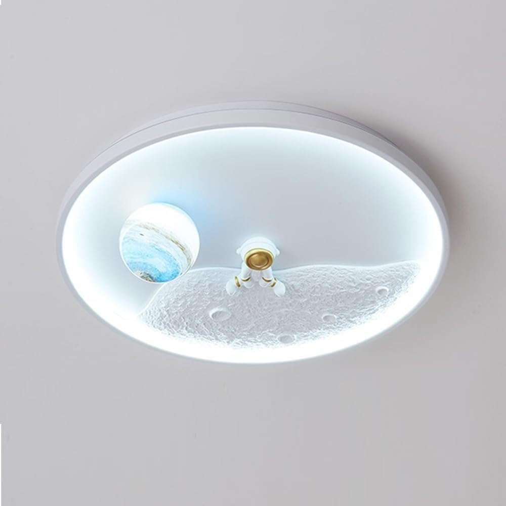 15.7" Astronaut LED Ceiling Light, Dimmable Flush Mount Ceiling Lighting Fixtures with Remote Control, Creative Cartoon Moon Ceiling Lamp for Kid's Room, Bedroom, Amusement Room (65cm)