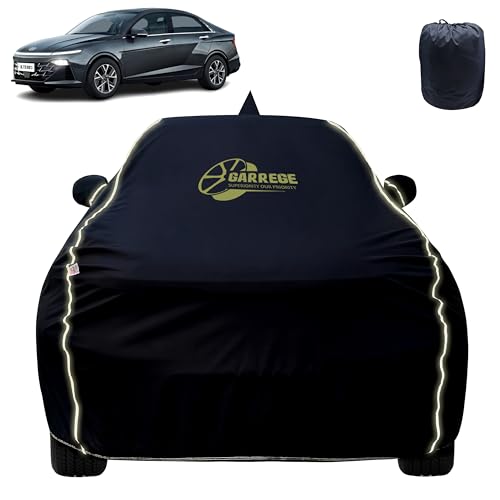 Image of Reflector Waterproof Car Cover for Hyundai Verna with Mirror & Antenna Pocket | All Weather Protection | Washable Fabric | Black Color
