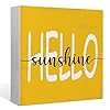 Summer desk decorhello sunshine mustard wood box sign desk decorrustic summer wooden block sign decorations for home living room garden wall tabletop shelf decor  urban country home decor