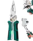 Faitio upgraded 8 in 1 Wire Strippers with Voltage Tester, Wire Stripping Tool, Cable Cutters with Plier, Crimper, Splitting, Wire Stripper Tool for 10-18 AWG for Electrician Work Green