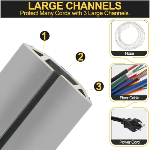 Image of MYFAMIREA 10FT Floor Cord Cover Heavy Duty Cord Cover for Wire on Floor | Outdoor Cable Covers Protector with 3 Channels, Extension PVC Wire Covers Hider Management for Home Office, Blue and Grey