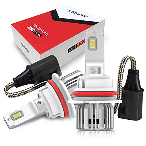 LASFIT 9004 HB1 LED Bulbs, Super Bright Hi Lo Beam 6000k Cool White, Upgrade LC Plus Mini Size 2pcs