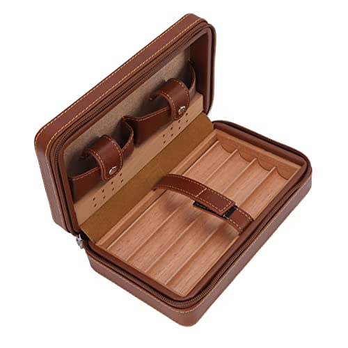 HEEPDD Custodia Humidor per Sigari, Scatola per Sigari da Viaggio in Pelle per 4 e Accessori, Perfetta per le necessità Quotidiane di Uomini e Donne in Movimento