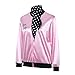 1950s Women Lady Girls Pink Satin Jacket Halloween Cosplay Costume Fancy Dress Coat with Neck Scarf (Large, Pink 01)