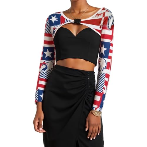 Image of Ypser See Through Mesh Crop Top Sheer Open Front Shrug Fishnet Cover Ups with Buckle