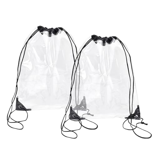 starfa lab 2 Pack Clear Drawstring Bags for Stadium Events See Through Waterproof PVC Backpack for Men and Women Ideal for Colleges Sport Event Concert Festivals