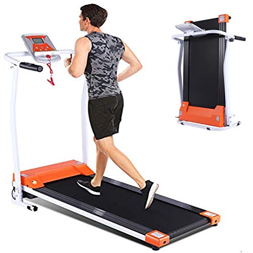 Folding Treadmill for Home, Portable Electric Treadmill Exercise Machine with LCD Display & Pulse Grip, Running Walking Jogging Exercise Fitness Machine for Home Gym Easy Assemble (Orange)