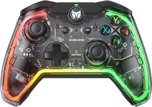 Image of BIGBIG WON Wired PC Controller, Rainbow Game Controller RGB Light, Motion Aim, Custom Buttons, Macro, Turbo, Dual Shock Wired Controller for Switch /Win10&11 Controller for PS5 /PS4 via R90 Adapter-1pc
