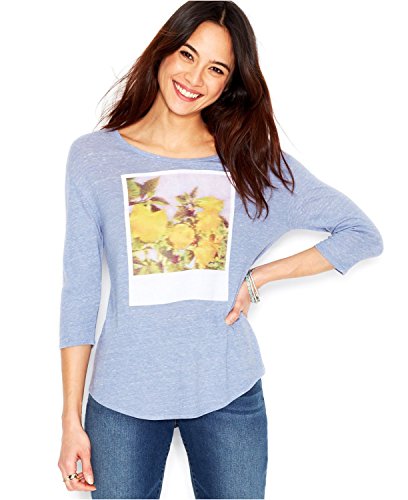 Lucky Brand Womens Tri-Blend Graphic Pullover Top Blue M