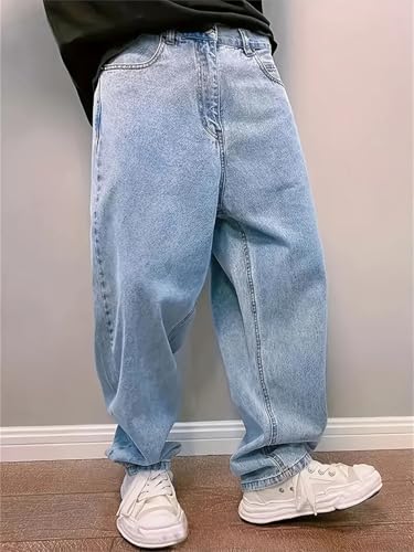 Men Baggy Jeans Oversize Casual Straight Loose Denim Trousers Wide Leg Pants2