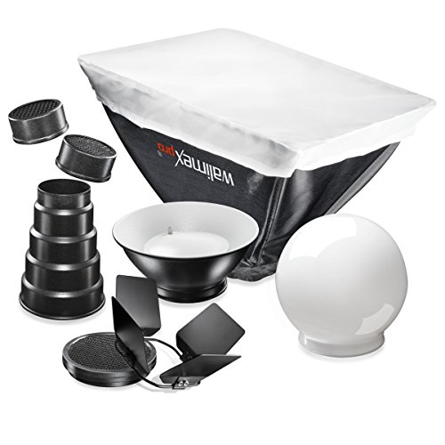 [Da luce diffusa a direzionale] - Il diffusore sferico e il mini softbox producono luce morbida e uniforme, mentre snoot e griglia concentrano il fascio luminoso. Le alette aiutano a controllare riflessi e dispersione per una gestione più precisa