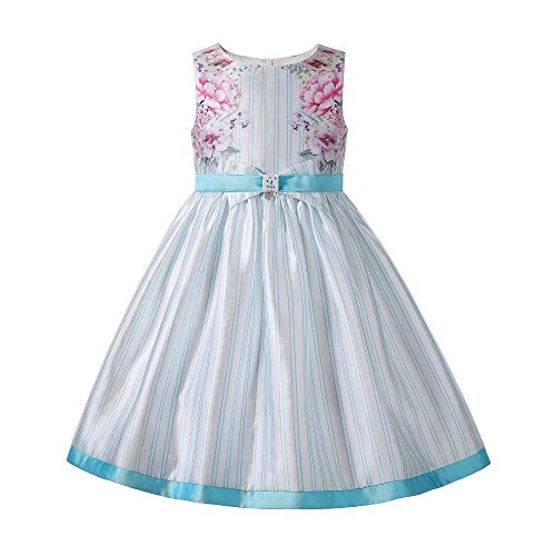 Ropa vintage niña vestido princesa azul de rayas para graduación verano