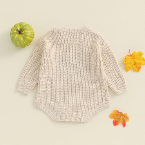 BemeyourBBs Newborn Baby Boy Girl Halloween Sweater Knit Long Sleeve Embroidery Oversized Sweater Romper Warm Fall Clothes3