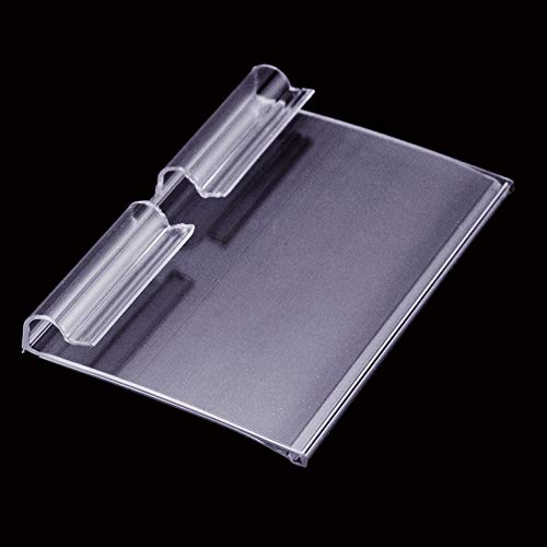 Twdrer 80 PCS Clear Plastic Label Holders for Wire Shelf Retail Price Transparent Label Card Merchandise Display Sign Display Holder (60mm x 42mm)