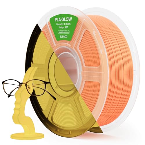 Image of ELEGOO PLA Filament Glow in the Dark Glow Orange 1KG, 1.75mm 3D Printing Filament Luminous Color 1kg(2.2lbs) Spool Fits for Most 3D Printers