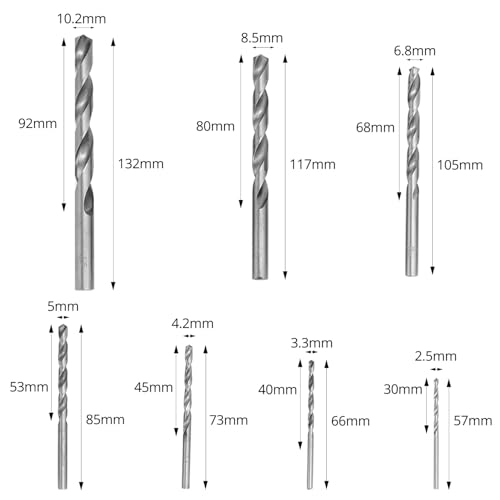 QWORK® 16 tlg Professionelles Gewindebohrer und Bohrerset, Gewindeschneidset, M3-M12 Gewindebohrer Satz, 7 Spiralbohrer HSS 2.5-10.2mm, Windeisen