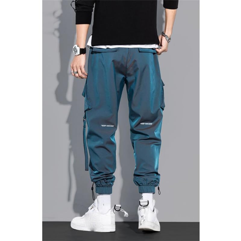 Aoleaky Casual Streetwear for Men Spring Cargo Pants Ribbon-Adorned Harem Jogging Pants and Multi-Pocket Trousers3