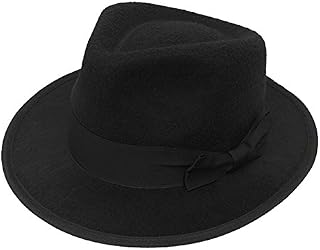 ADULTS 1920S VELOUR GANGSTER HAT IN BLACK TRILBY FEDORA GATSBY BUGSY MALONE CAPONE PIMP