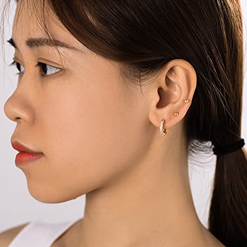U7 Stainless Steel White Cubic Zirconia Cuff Earrings Sparkling Huggie Stud For Women Girls #TOP6