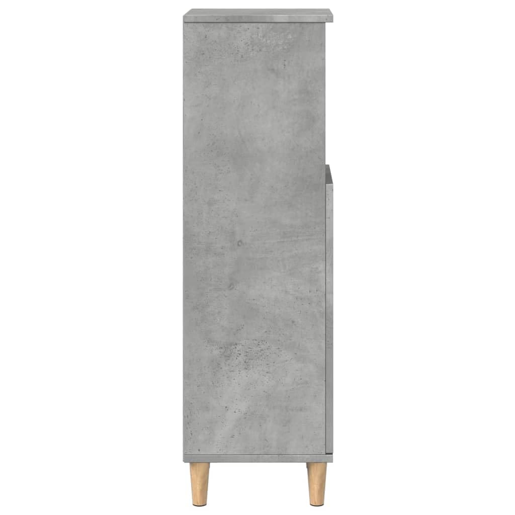 Szafka łazienkowa betonowa szara, 30 x 30 x 100 cm, materiał drewnopochodny, szafka łazienkowa z drzwiami, regał, drewniane nogi, wolnostojąca, do przechowywania