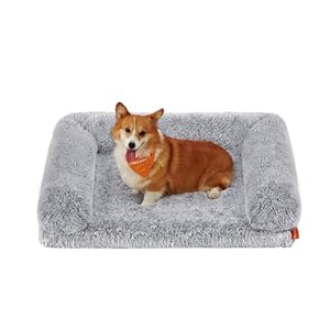Feandrea FluffyHug Cama para Perros, Sofá Grande para Perros Medianos, Cama para Mascotas de Espuma con Funda Lavable Extraíble, 91 x 68 x 23 cm, Gris Ombré PGW232G01