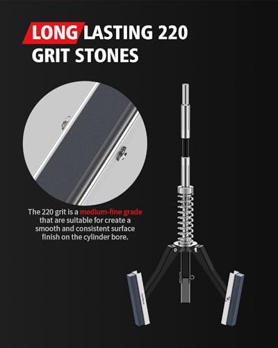 Kolvoii US-K059 Cylinder Hone Tool, Adjustable Deglazer Engine Cylinder Honing Tool For Grinding Holes From 1-1/4 Inch To 3-1/2 Inch Diameter, With 3-Piece 2 Inch Stones At 220 Grit thumb #2