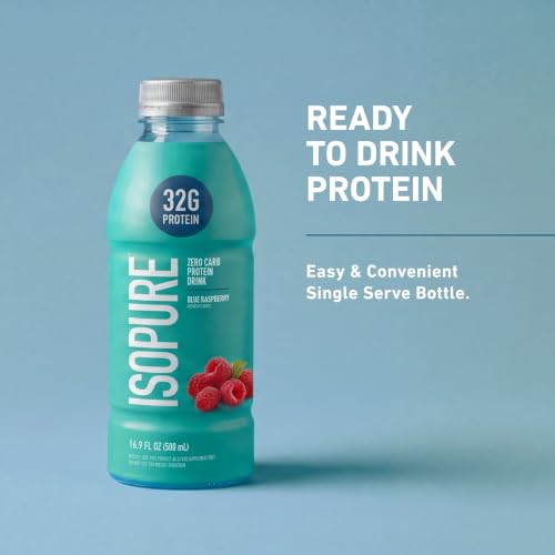 Image of Isopure Zero Carb 32g Clear Protein Ready-to-Drink, Whey Protein Isolate, Blue Raspberry, 12 Pack (Packaging May Vary)