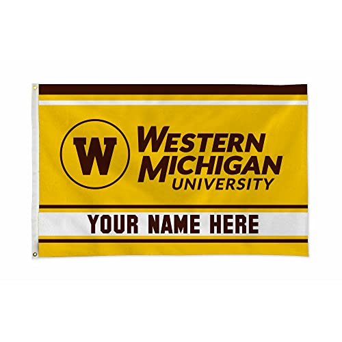 Rico Industries NCAA Western Michigan Broncos Personalized - Custom 3' x 5' Banner Flag - Made in The USA - Indoor or Outdoor Décor