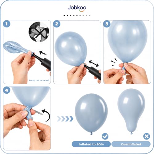 Image of Jobkoo Pearl Dusty Blue Balloons, 12 Inch Slate Fog Pale Muted Blue Balloon