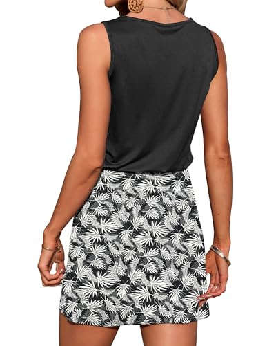 Image of AUSELILY Womens Summer Sleeveless V-Neck Drawstring Waist Beach Cover up Mini Short Swing Dresses with Pockets