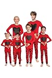 Family Feeling Adult Women's Pjs Matching heart Family Pajamas Sets Love Long Sleeve Red Pjs Size M