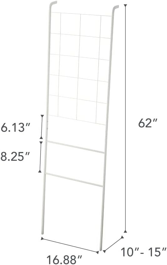 Yamazaki Home Grid-Panel Leaning Ladder-Modern Storage Rack for Bedroom Or Bathroom, One Size, White