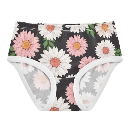 Daisies White Floral Flowers Black Girls Underwear Toddler 2t Cotton Panties for Girl Bright Briefs Kids Undies