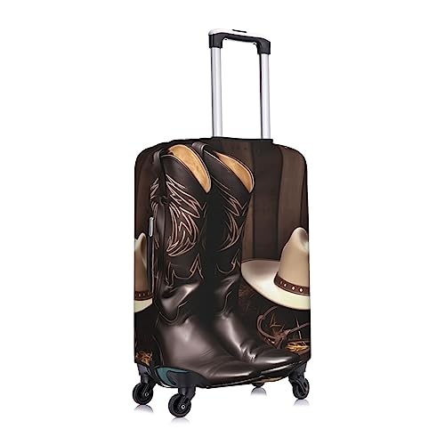 Cowboy Black Hat Western Boots Luggage Cover Washable Stretch Suitcase Protector Anti-Scratch Travel Suitcase Cover Protector Elastic Baggage Cover Fits 18-32 Inch Luggage Sleeve3