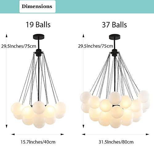 Aeyee Bubbles Ball Chandelier Decorative Ceiling Pendant Light with Frosted Glass Shade, DIY Hanging Light Fixture for Hall Bedroom Living Room in Gold by Aeyee - Image 9