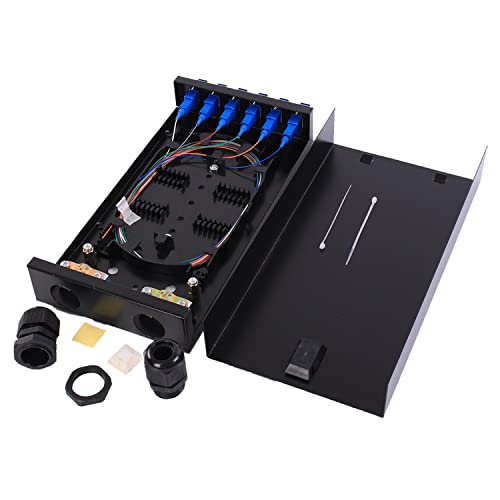 SC SM 6-Port-Box + Kabel Wandhalterung Fasergehäuse mit Spleißmodul und belastetem 6-Port-SC-UPC Singlemode LGX Panel Cover