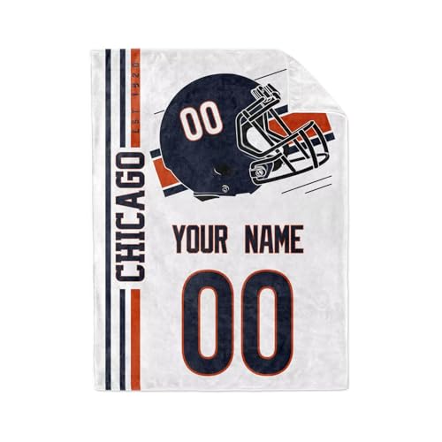 Image of Chicago Throw Blanket Custom Name and Number Personalized Gifts for Men and Women