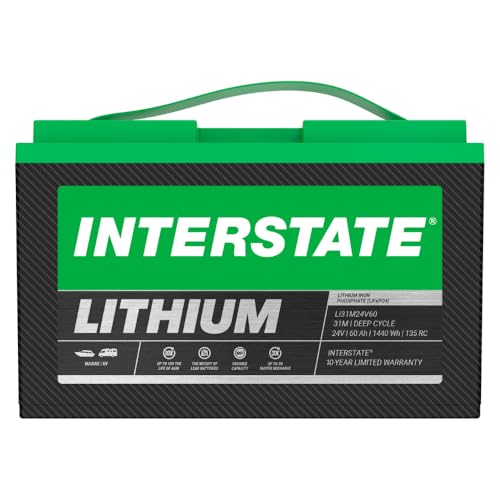 Image of Interstate Batteries 24V 60Ah LiFePO4 Trolling Motor Battery, Group 31M
