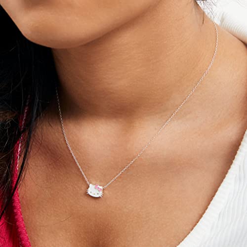 SALLY ROSE Hello Kitty Necklace for Women Official License, 16" + 2" Sterling Silver Necklace with Enamel Pendant, Sanrio Gifts2