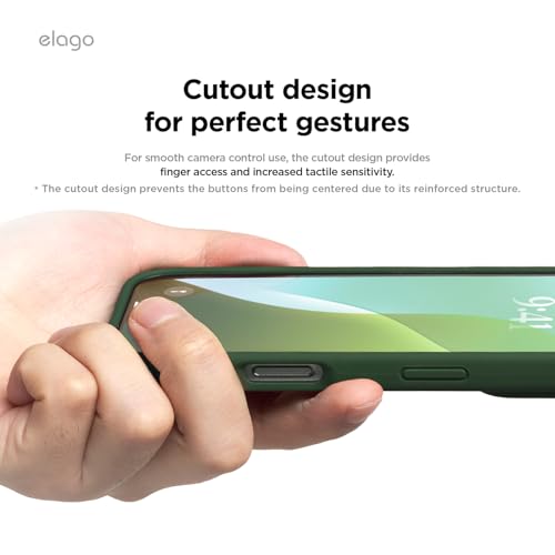 Image of elago Compatible with iPhone 16 Case, Premium Liquid Silicone Case, Full Body Protective Cover, Shockproof, Slim Phone Case, Anti-Scratch Soft Microfiber Lining, 6.1 inch (Alpine Green)