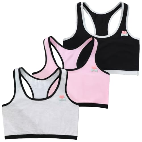 SEAUR Girls Cotton Bralette Training Bras for Girls 8-10 Kids Sports Bra Racerback Seamless First Bra Cami Bra Cropped Top Vest Top Multipack