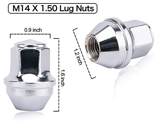 Lug Nuts for 2015-2020 Ford F-150 Expedition Lincoln Navigator Factory Wheels 24 Pcs 14x1.5mm One-Piece Chrome OEM Factory Style Large Lug Nuts - Thumbnail 2