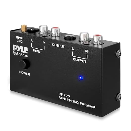 Pyle PP777 Phono Turntable Preamplificador Mini Electrónico Audio Estéreo Phonógrafo Preamplificador Entrada, Salida RCA y Operación de Bajo Ruido Alimentado por Adaptador DC de 12 Voltios